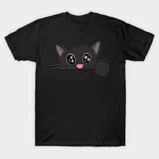 Cute Black Cat Peeking T-Shirt